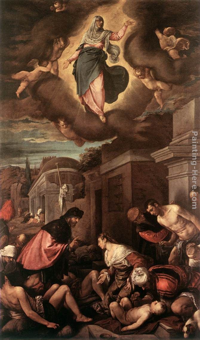 St Roche among the Plague Victims and the Madonna in Glory painting - Jacopo Bassano St Roche among the Plague Victims and the Madonna in Glory art painting